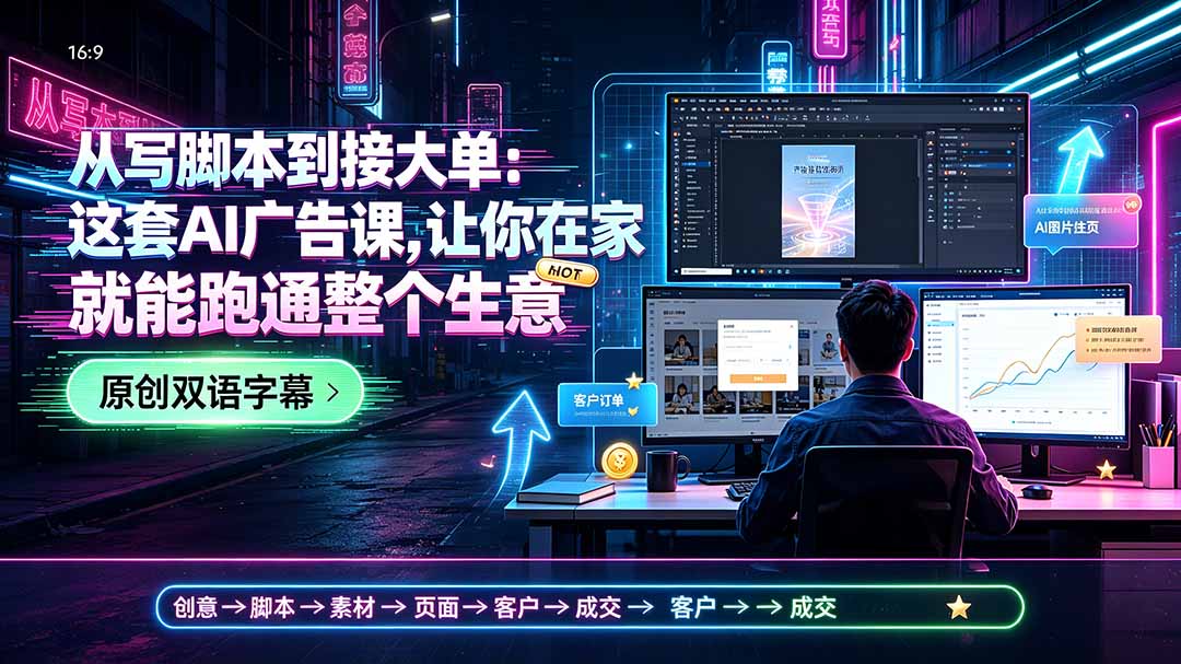 从写脚本到接大单：这套AI广告课，让你在家就能跑通整个生意【原创双语字幕】-问小徐资源库