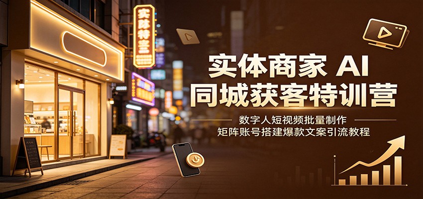 实体商家AI同城获客特训营：数字人短视频批量制作，矩阵账号搭建爆款文案引流教程-问小徐资源库