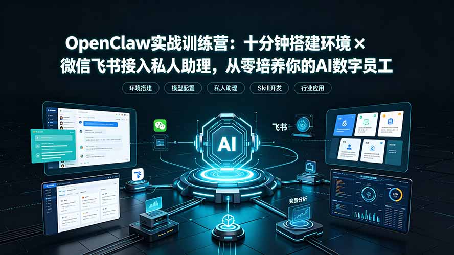 OpenClaw实战特训营:十分钟搭建环境×微信飞书接入私人助理,从零培养你的AI数字员工-问小徐资源库