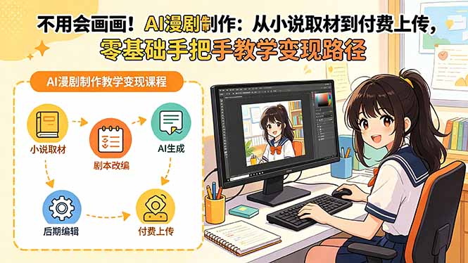 不用会画画!AI漫剧制作:从小说取材到付费上传,零基础手把手教学变现路径(更新-问小徐资源库