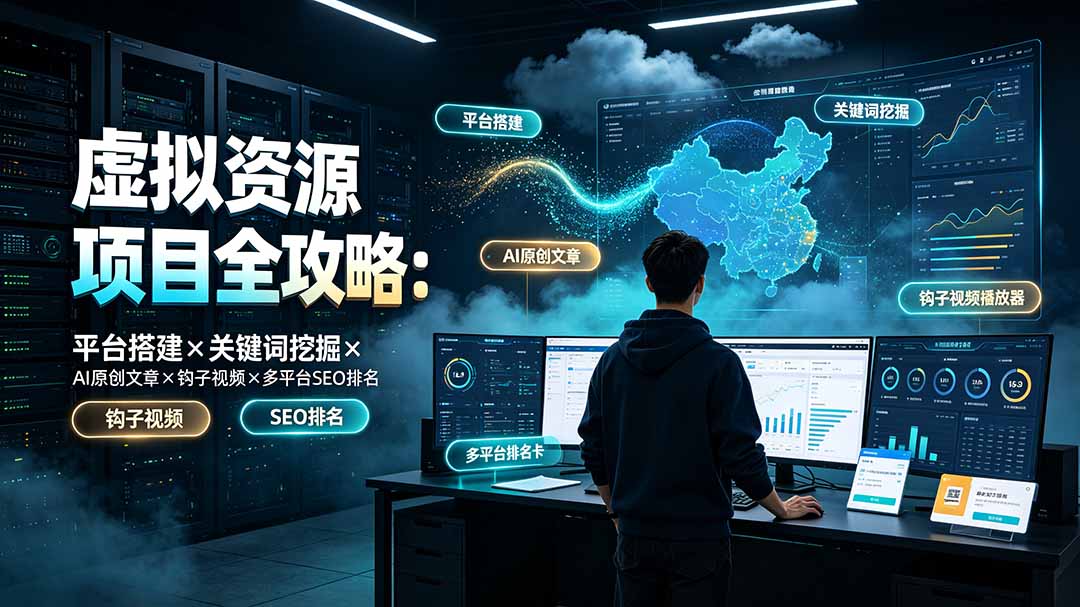 虚拟资源项目全攻略：平台搭建×关键词挖掘×AI原创文章×钩子视频×多平台SEO排名-问小徐资源库