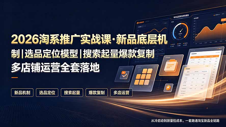 2026淘系推广实战课·新品底层机制|选品定位模型|搜索起量爆款复制多店铺运营全套落地教程-问小徐资源库