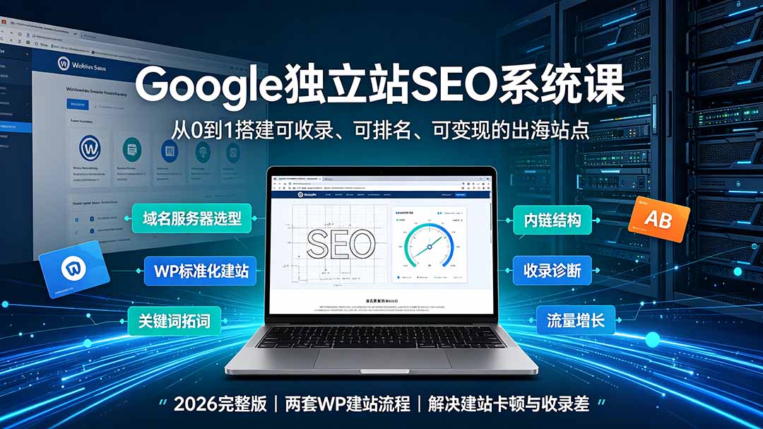 Google独立站SEO-7月系统课:出海基建×WordPress建站×AI内容生产×站内外优化×Search Console×AdSense变现-问小徐资源库