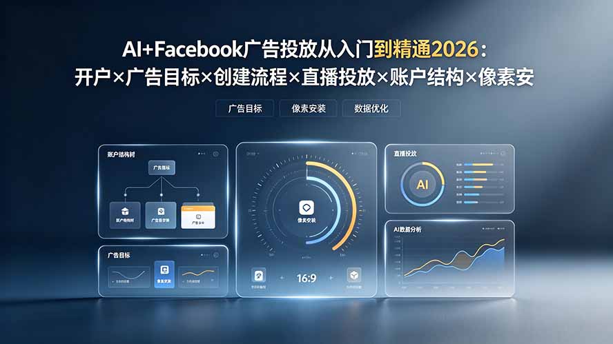 AI+Facebook广告投放从入门到精通2026：开户×广告目标×创建流程×直播投放×账户结构×像素安装×AI赋能-问小徐资源库