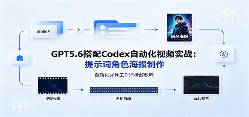 GPT5.6搭配Codex自动化视频实战：提示词角色海报制作，自动化成片工作流拆解教程-问小徐资源库