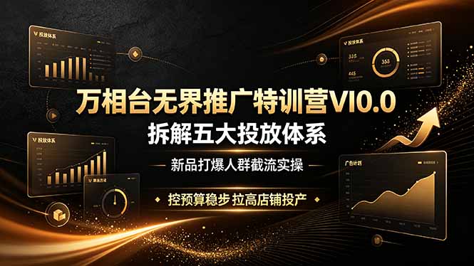 万相台无界推广特训营VI0.0，拆解五大投放体系，新品打爆人群截流实操，控预算稳步拉高店铺投产-问小徐资源库