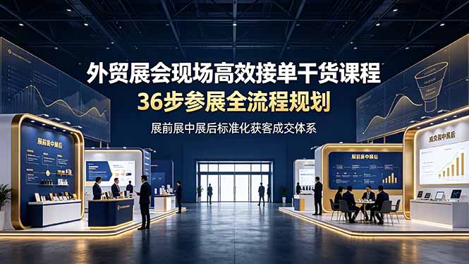 外贸展会现场高效接单干货课程，36步参展全流程规划，展前展中展后标准化获客成交体系-问小徐资源库