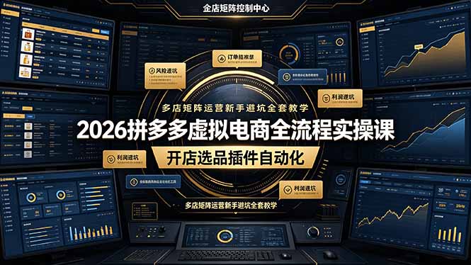 2026拼多多虚拟电商全流程实操课，开店选品插件自动化，多店矩阵运营新手避坑全套教学-问小徐资源库