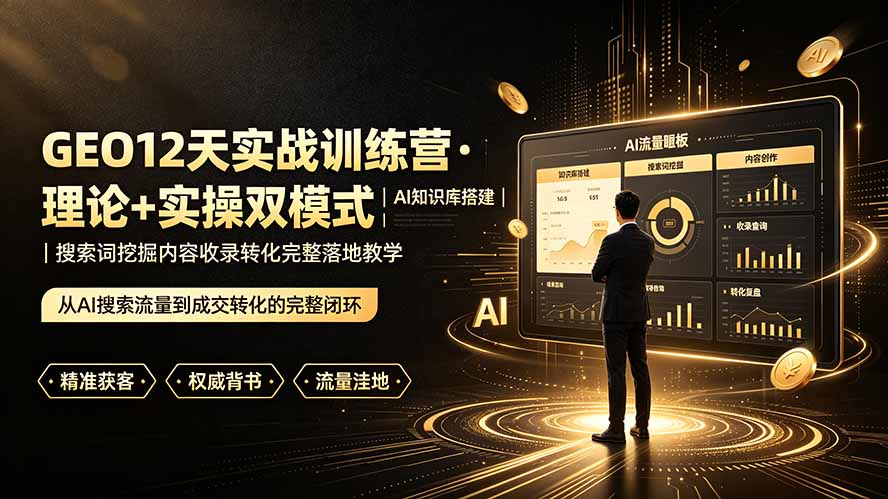 GEO12天实战训练营·理论+实操双模式|AI知识库搭建|搜索词挖掘内容收录转化完整落地教学-问小徐资源库