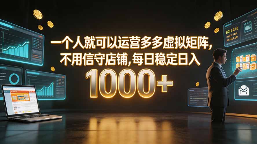 一个人就可以运营多多虚拟矩阵,不用值守店铺,每日稳定日入 1000+-问小徐资源库
