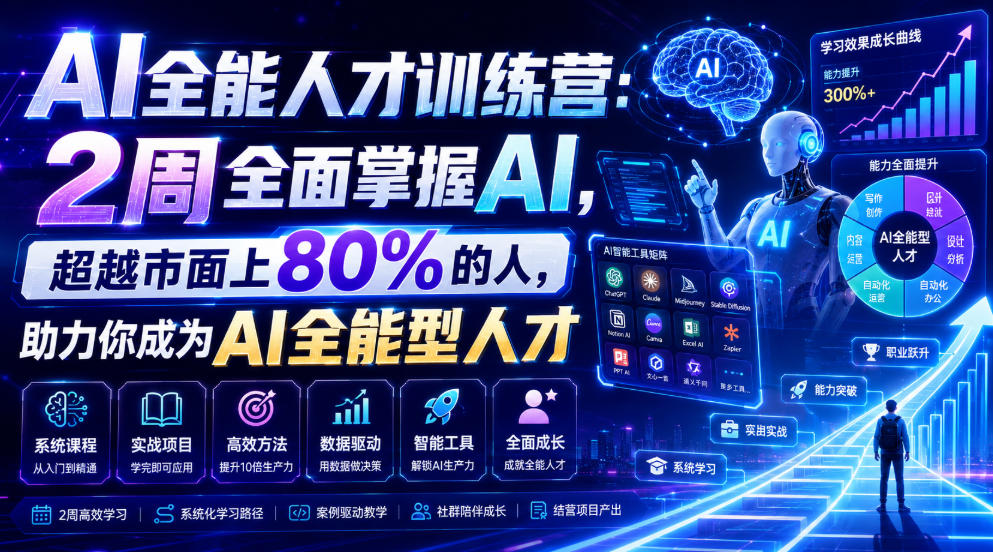 AI全能人才训练营:2周全面掌握AI,超越市面上80%的人,助力你成为AI全能型人才-问小徐资源库