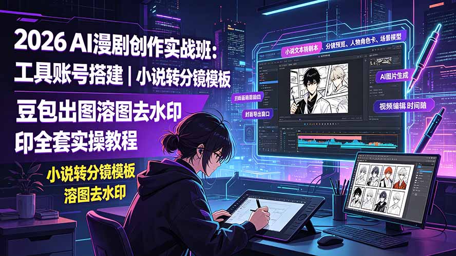 2026AI漫剧创作实战班:工具账号搭建|小说转分镜模板|豆包出图溶图去水印全套实操教程-问小徐资源库