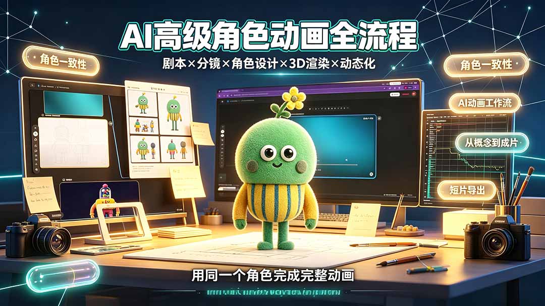 AI高级角色动画全流程：剧本×分镜×角色设计×3D渲染×动态化，从概念到成片一站式教学-问小徐资源库