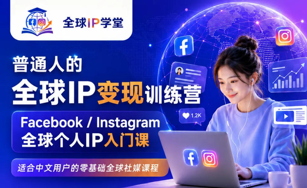 普通人的全球IP变现训练营，Facebook/Instagram全球个人IP入门课，零基础全球社媒课程-问小徐资源库