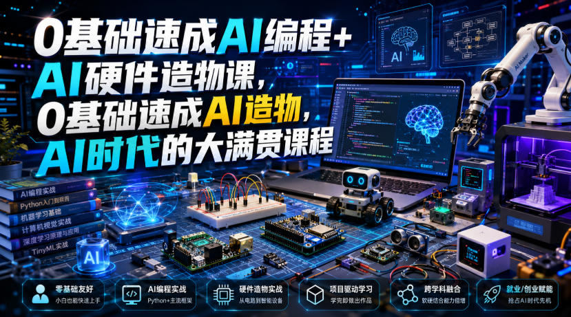 0基础速成AI编程+AI硬件造物课，0基础速成AI造物，AI时代的大满贯课程-问小徐资源库