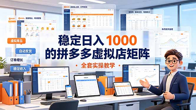 稳定日入 1000 的拼多多虚拟店矩阵，全套实操教学-问小徐资源库