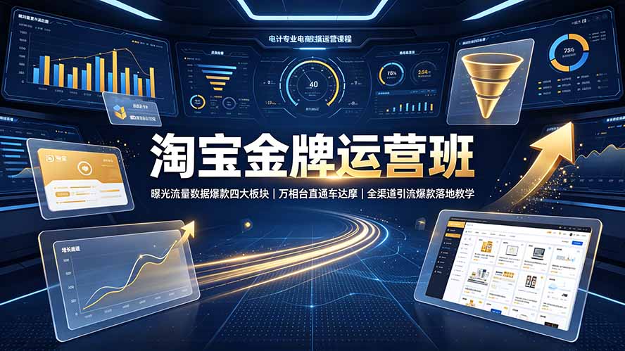 淘宝金牌运营班-7月:曝光流量数据爆款四大板块|万相台直通车达摩|全渠道引流爆款落地教学-问小徐资源库
