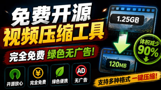 Github开源视频压缩瘦身工具,轻松压缩90%,并保持画质清晰,完全免费绿色无广告!VideoSlim-问小徐资源库