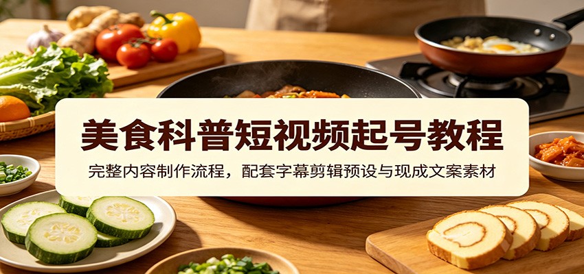 美食科普短视频起号教程：完整内容制作流程，配套字幕剪辑预设与现成文案素材-问小徐资源库