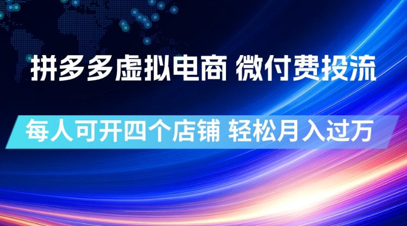 拼多多虚拟电商，微付费投流玩法，每人可开四个店，轻松月入过1W【揭秘】-问小徐资源库