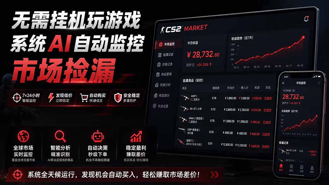 系统AI自动监控市场捡漏，不用玩游戏|只需要一部手机|支持任何形式数据验证-问小徐资源库