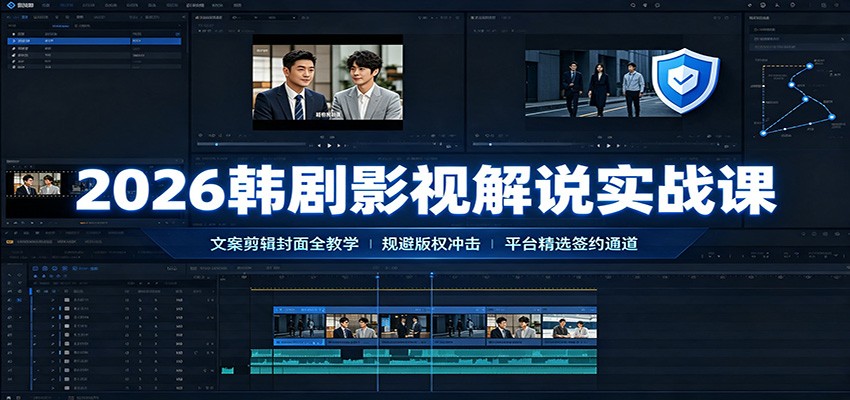 2026韩剧影视解说实战课:文案剪辑封面全教学,规避版权冲击平台精选签约通道-问小徐资源库