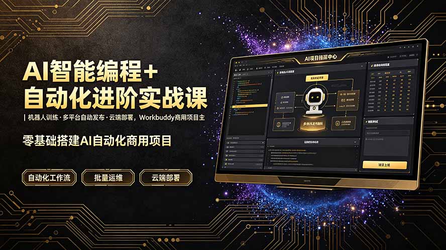 AI智能编程+自动化进阶实战课｜机器人训练·多平台自动发布·云端部署，Workbuddy商用项目全流程教学-问小徐资源库
