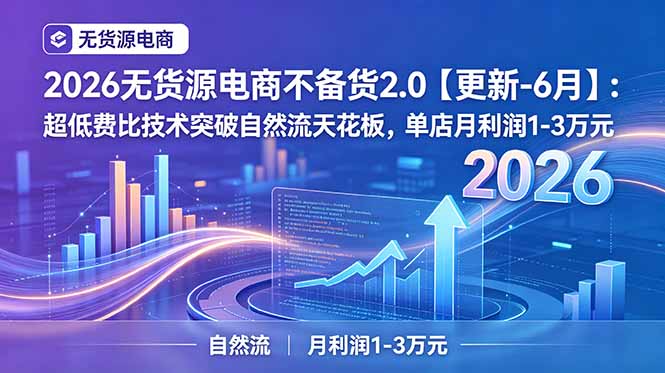 2026无货源电商不备货2.0【更新-7月】：超低费比技术突破自然流天花板，单店月利润1-3万元-问小徐资源库