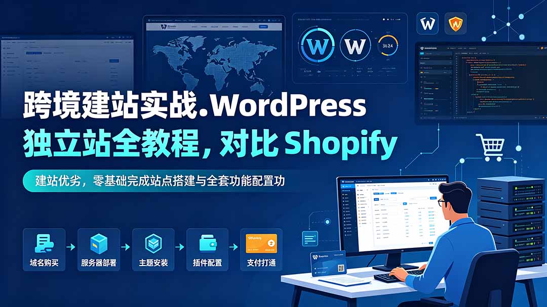 跨境建站实战:WordPress 独立站全教程,对比 Shopify 建站优劣,零基础完成站点搭建与全套功能配置-问小徐资源库