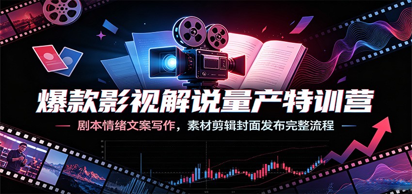 爆款影视解说量产特训营:剧本情绪文案写作,素材剪辑封面发布完整流程-问小徐资源库