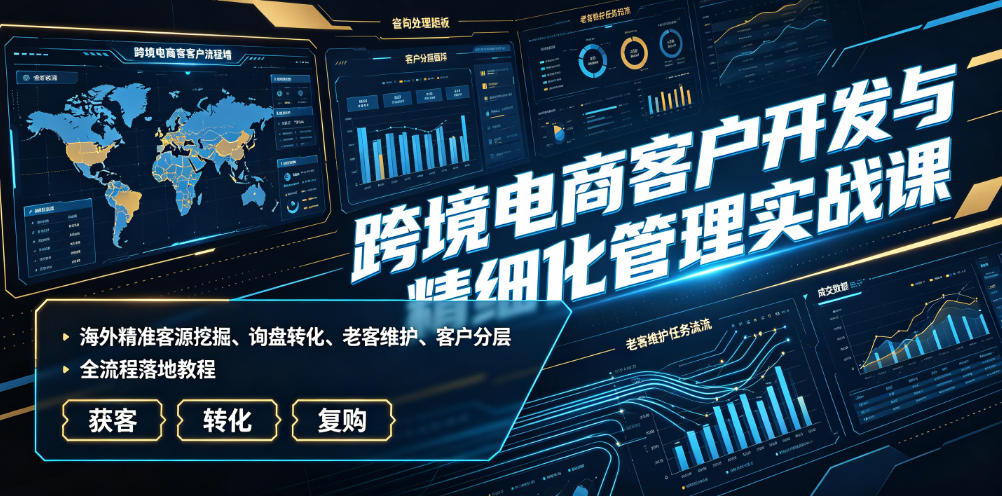 跨境电商客户开发与精细化管理实战课｜海外精准客源挖掘、询盘转化、老客维护、客户分层全流程落地教程-问小徐资源库