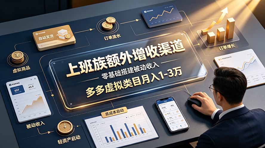 上班族额外增收渠道，零基础搭建被动收入，多多虚拟类目月入 1-3 万-问小徐资源库