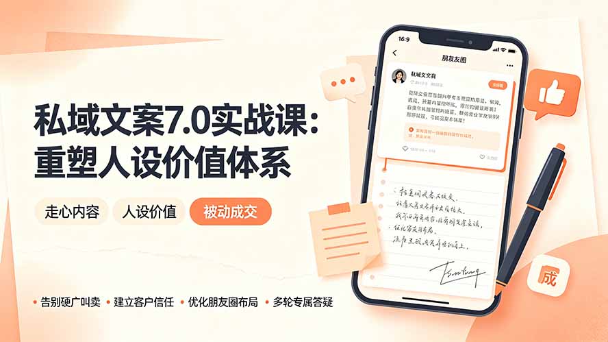 私域文案实战课7.0：重塑人设价值体系｜-告别硬广推销×走心内容×自我价值塑造，实现被动成交-问小徐资源库