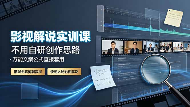 影视解说实训课:不用自研创作思路,万能文案公式直接套用,搭配全套剪辑教程,快速入局影视解说-问小徐资源库