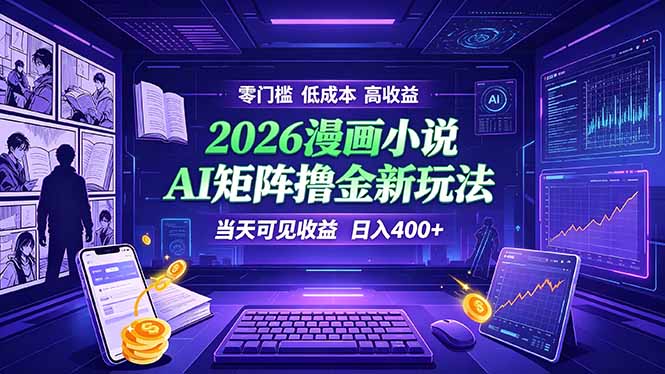 爆款小说漫画大阅读 ai矩阵操作 当天可见收益 日入400+ 零门槛 高收益-问小徐资源库