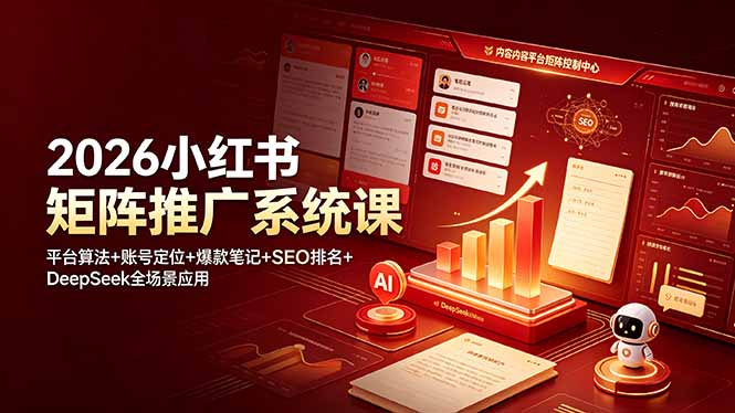 2026小红书矩阵推广系统课：平台算法+账号定位+爆款笔记+SEO排名+DeepSeek全场景应用-问小徐资源库