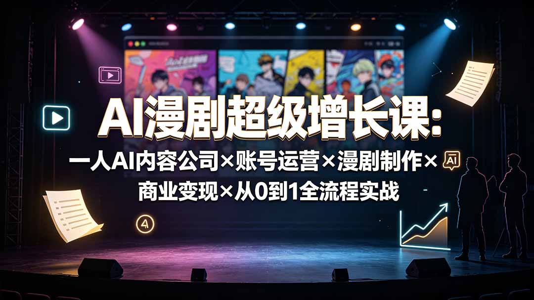 AI漫剧超级增长课：一人AI内容公司×账号运营×漫剧制作×商业变现×从0到1全流程实战-问小徐资源库
