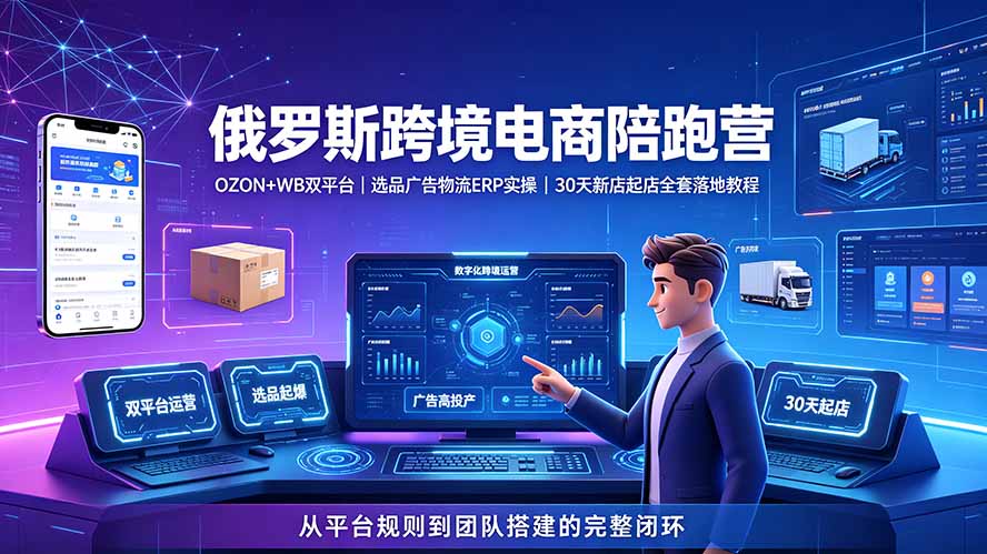 2026俄罗斯跨境电商陪跑营：OZON+WB双平台｜选品广告物流ERP实操｜30天新店起店全套落地教程-问小徐资源库