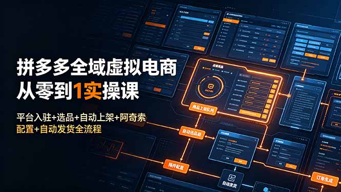 拼多多全域虚拟电商从零到1实操课：平台入驻+选品+自动上架+阿奇索配置+自动发货全流程-问小徐资源库