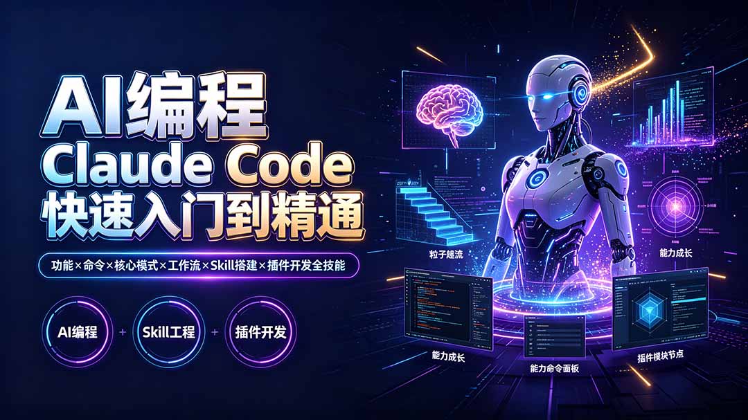 AI编程 Claude Code快速入门到精通：功能×命令×核心模式×工作流×Skill搭建×插件开发全技能-问小徐资源库