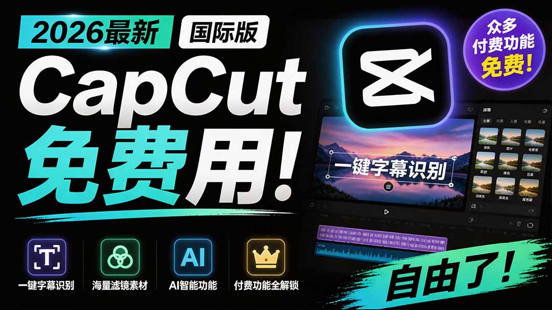 2026最新国际版剪映！CapCut 众多付费功能免费用，一键字幕识别 / 滤镜素材 / AI智能功能自由了 CapCut-问小徐资源库