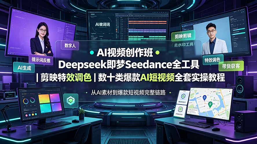 AI视频创作班◆Deepseek即梦Seedance全工具|剪映特效调色|数十类爆款AI短视频全套实操教程-问小徐资源库