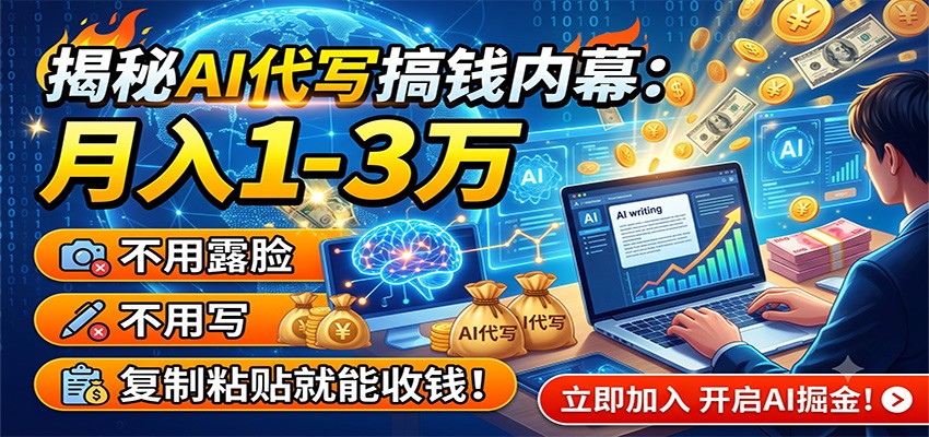 揭秘AI代写搞钱内幕:月入1-3万,不用露脸不用写,复制粘贴就能收钱!-问小徐资源库