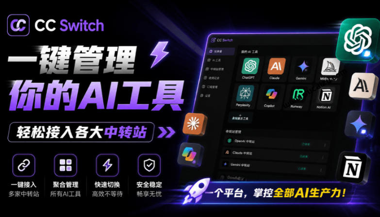 一键给Chatgpt、Codex、Claude接入地第三方中转站,CC Switch统一管理你的AI编程工具工作流-问小徐资源库