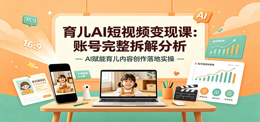育儿AI短视频变现课:账号完整拆解分析,AI赋能育儿内容创作落地实操-问小徐资源库
