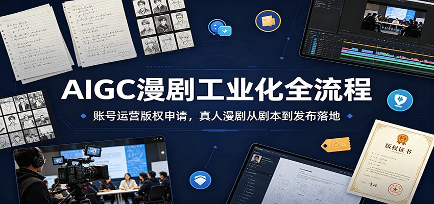 AIGC漫剧工业化全流程：账号运营版权申请，真人漫剧从剧本到发布落地-问小徐资源库