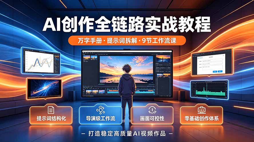 AI创作全链路实战教程｜万字手册·提示词拆解·9节工作流课，打造稳定高质量AI视频作品-问小徐资源库