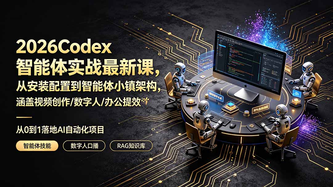 2026Codex智能体实战最新课，从安装配置到智能体小镇架构，涵盖视频创作/数字人/办公提效全技能-问小徐资源库