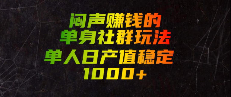 闷声賺钱的单身社群玩法，单人日产值稳定1000+【揭秘】-问小徐资源库
