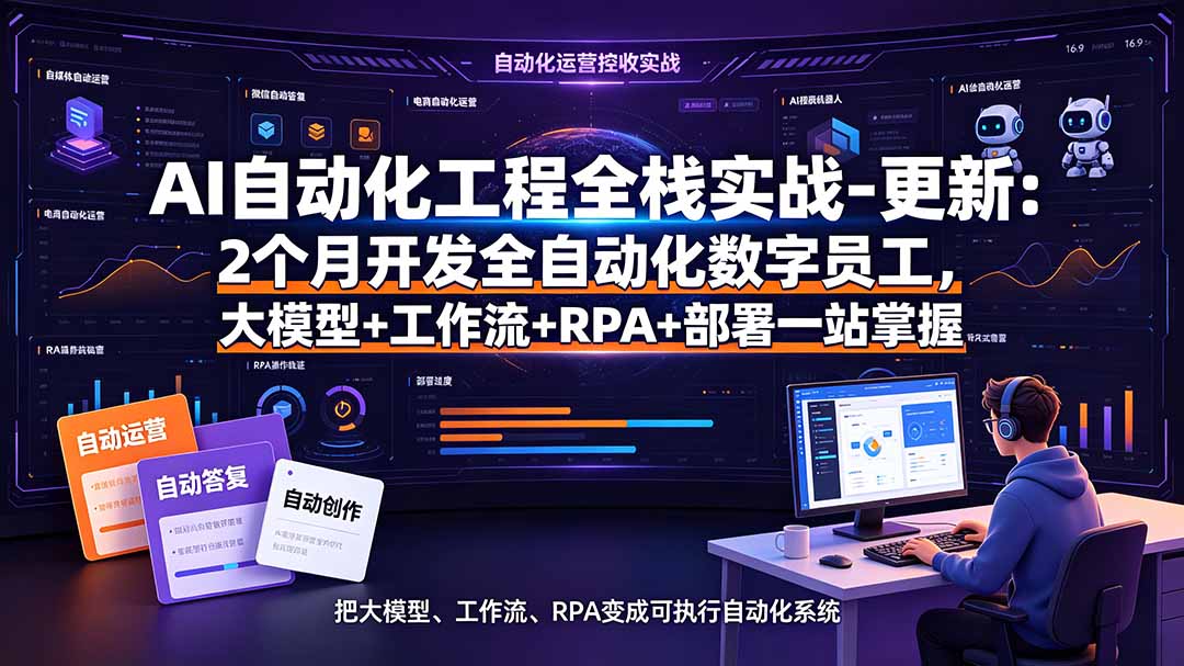 AI自动化工程全栈实战-更新:2个月开发全自动化数字员工,大模型+工作流+RPA+部署一站式掌握-问小徐资源库